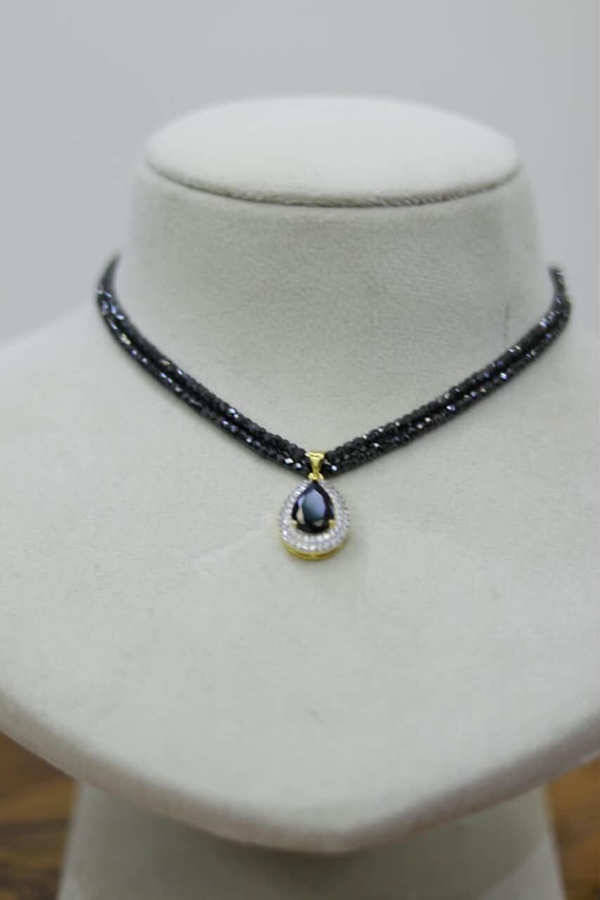 Black Real CZ with Beautiful Pendant along with Earrings