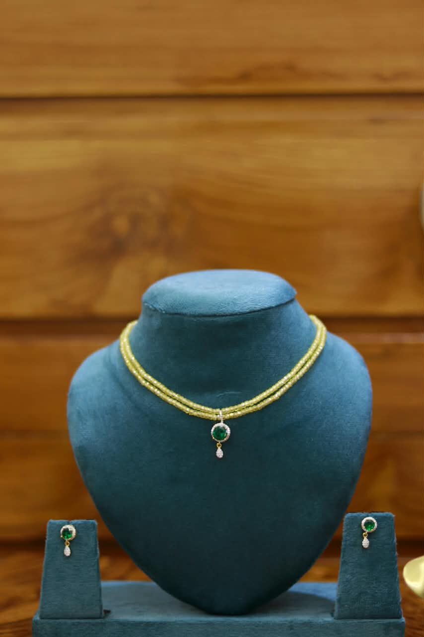 Lemon Yellow CZ with Ad Polish Pendant along with Earrings