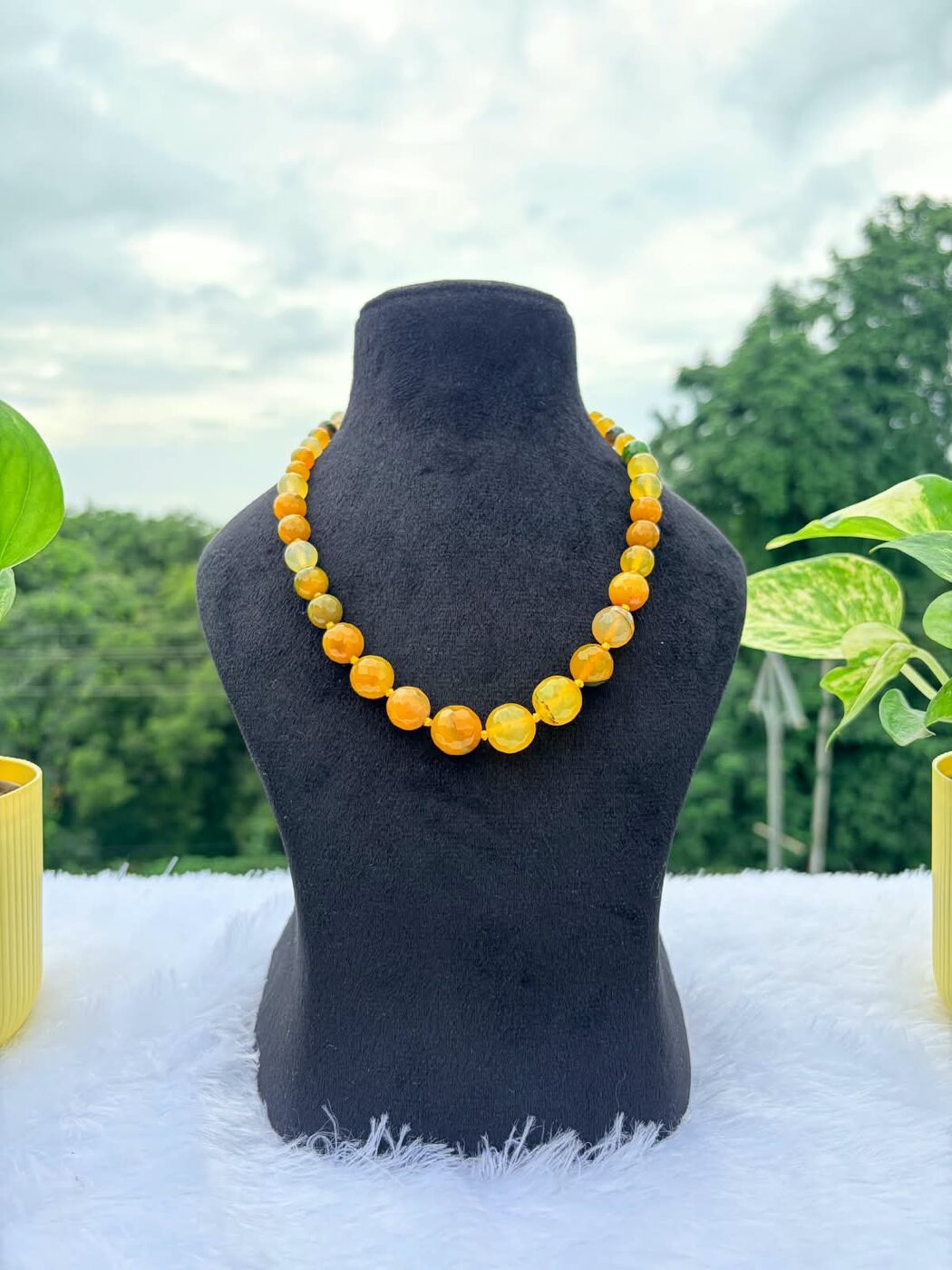 Mustard Yellow Beaded Necklace