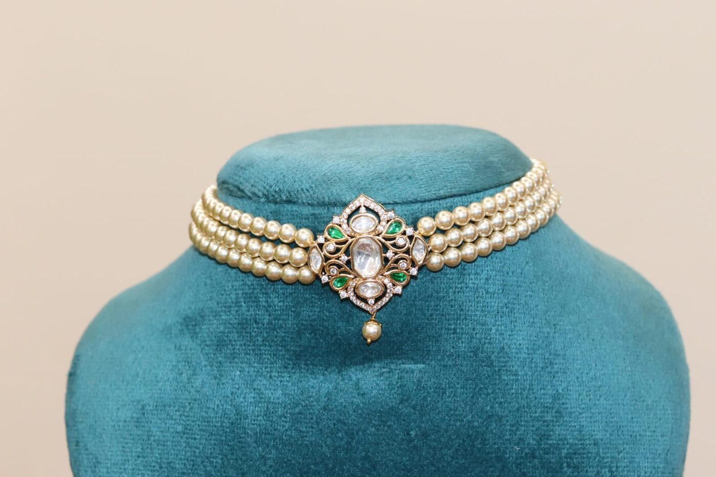 Swarovski Pearl Choker with Moissanite Locket
